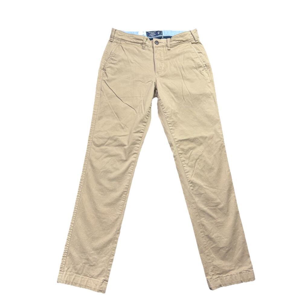 Abercrombie & Fitch Pants Men 28 X 30 Tan Khaki Skinny Taper Stretch Preppy corp
